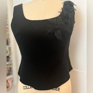 Escada corset top with silk floral appliqués 44